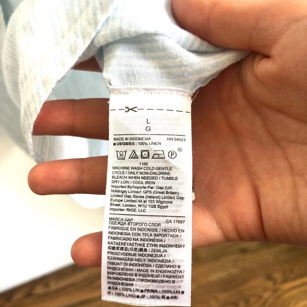 Light Blue Button-Down Summer Blouse Gap Size L - image 4